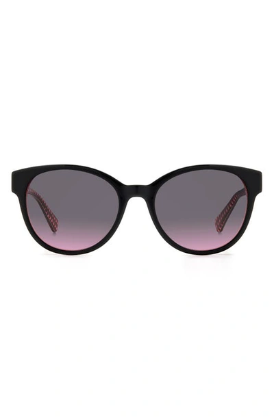 Shop Kate Spade Nathalie 55mm Gradient Round Sunglasses In Black/ Grey Pink