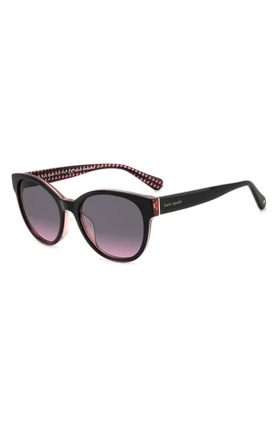 Shop Kate Spade Nathalie 55mm Gradient Round Sunglasses In Black/ Grey Pink