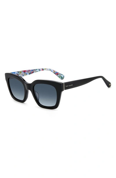 Shop Kate Spade Camryns 50mm Gradient Polarized Square Sunglasses In Black/ Gray Polar