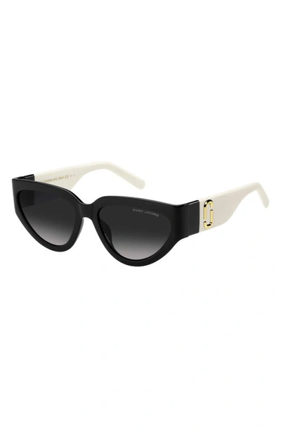 Shop Marc Jacobs 57mm Cat Eye Sunglasses In Black Whte Grey Shaded
