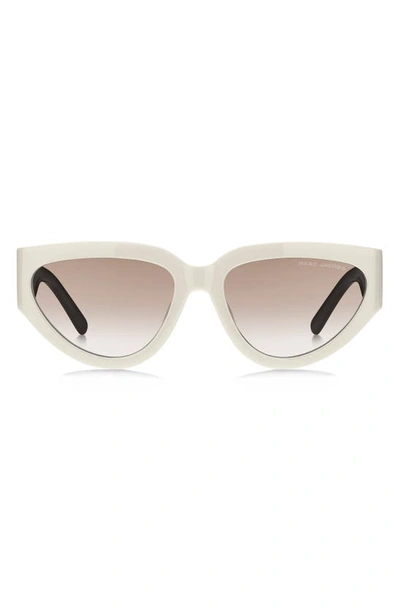 Shop Marc Jacobs 57mm Cat Eye Sunglasses In White Black/ Brown Gradient