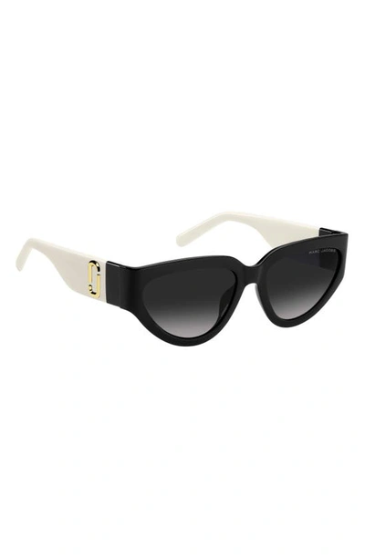 Shop Marc Jacobs 57mm Cat Eye Sunglasses In Black Whte Grey Shaded
