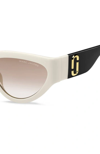 Shop Marc Jacobs 57mm Cat Eye Sunglasses In White Black/ Brown Gradient