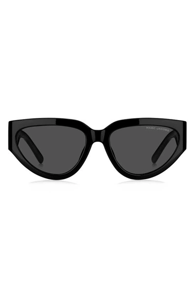 Shop Marc Jacobs 57mm Cat Eye Sunglasses In Black/ Grey