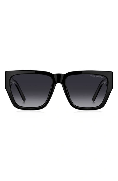 Shop Marc Jacobs 57mm Gradient Square Sunglasses In Black Grey/ Gray Polar