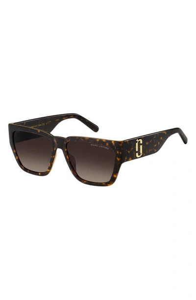 Shop Marc Jacobs 57mm Gradient Square Sunglasses In Havana/ Brown Gradient