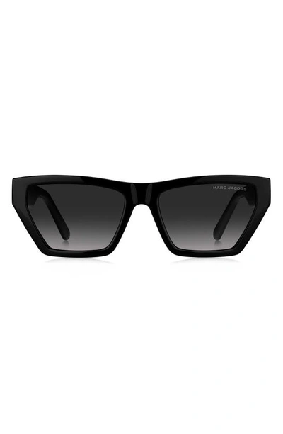 55mm Gradient Cat Eye Sunglasses In Black Grey Shaded