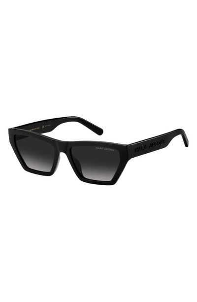 55mm Gradient Cat Eye Sunglasses In Black Grey Shaded