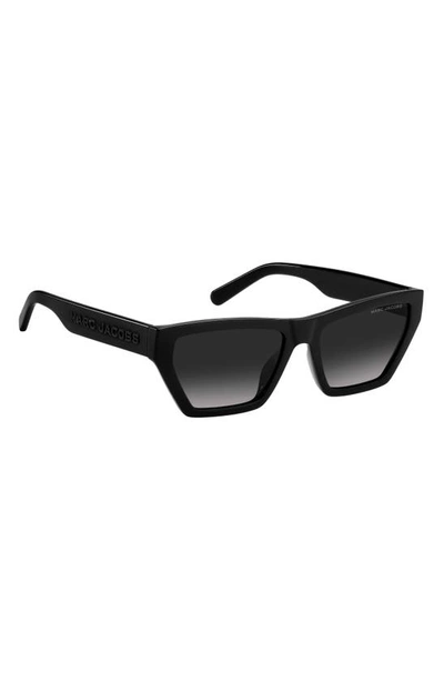Shop Marc Jacobs 55mm Gradient Cat Eye Sunglasses In Black/ Grey Shaded