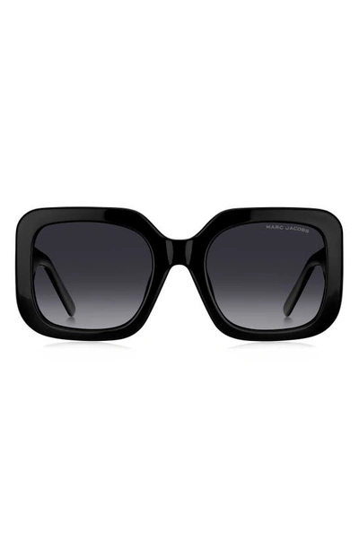 Shop Marc Jacobs 53mm Gradient Polarized Square Sunglasses In Black Grey/ Gray Polar