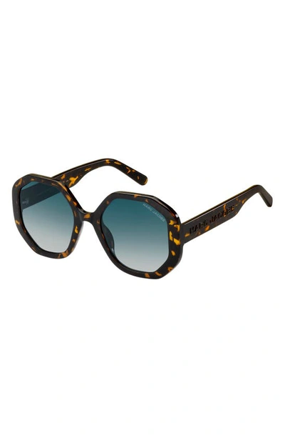 Shop Marc Jacobs 53mm Gradient Round Sunglasses In Havana/ Blue Shaded