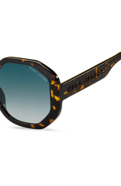 Shop Marc Jacobs 53mm Gradient Round Sunglasses In Havana/ Blue Shaded