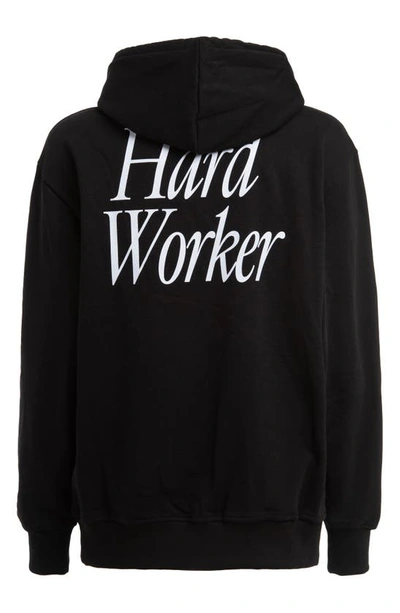 Shop Cat Wwr Hard Worker Cotton Graphic Hoodie In Black Stone