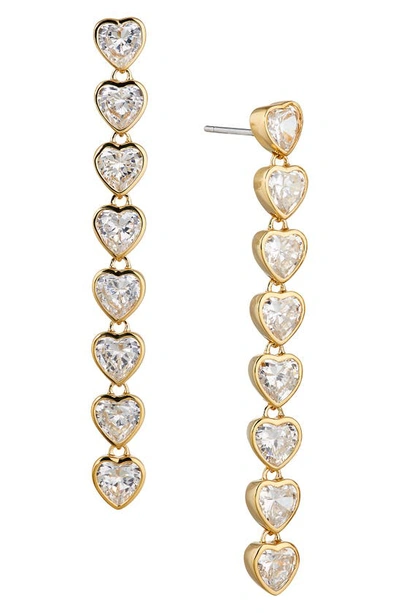 Shop Nadri Heart Linear Drop Earrings In Gold