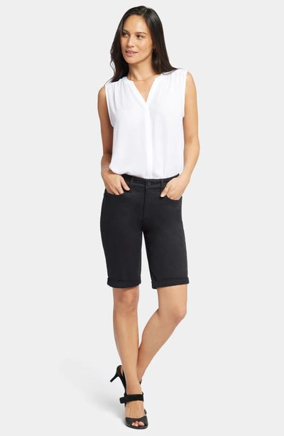 Nydj Briella Roll Cuff Denim Bermuda Shorts In Black