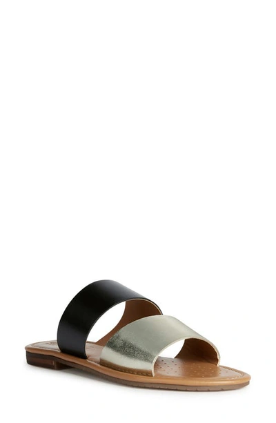 Geox Sozy Water Resistant Slide Sandal In Black/ Light Gold | ModeSens