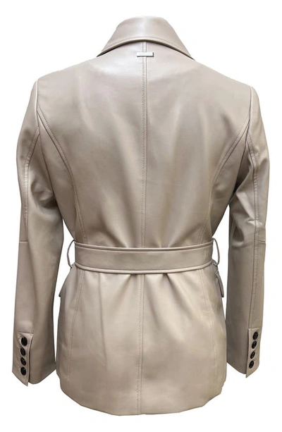 Shop Sanctuary Belted Faux Leather Blazer In Sawdust