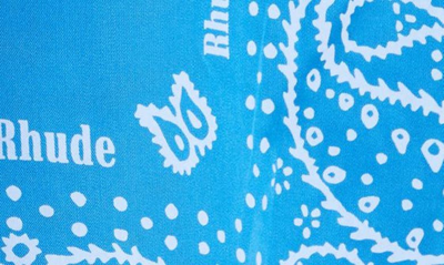 Shop Rhude Bandana Print Short Sleeve Pajama Shirt In Blue
