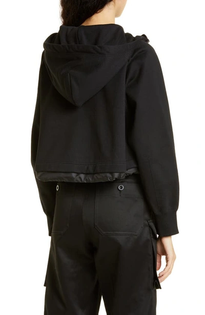 Shop Sacai Cotton Jersey Hoodie In Black