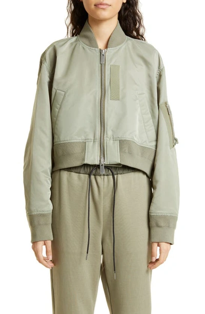 Cropped Bomber Jacket in Green - Sacai