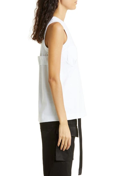 Shop Sacai Cotton Jersey Tank Top In Off White