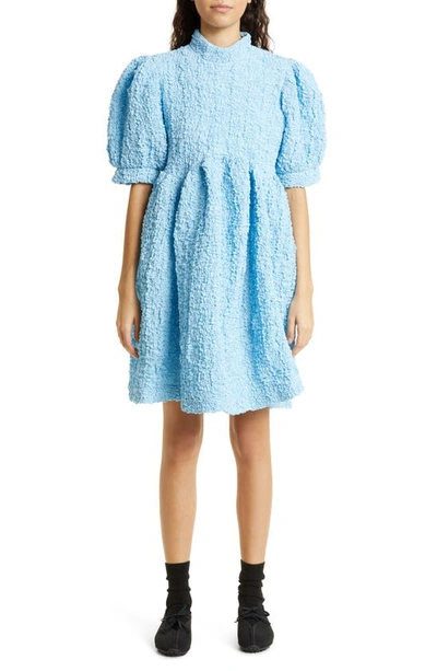 Shop Cecilie Bahnsen Uma Voluminous Smocked Dress In Light Blue