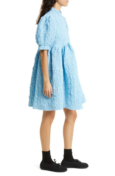 Shop Cecilie Bahnsen Uma Voluminous Smocked Dress In Light Blue