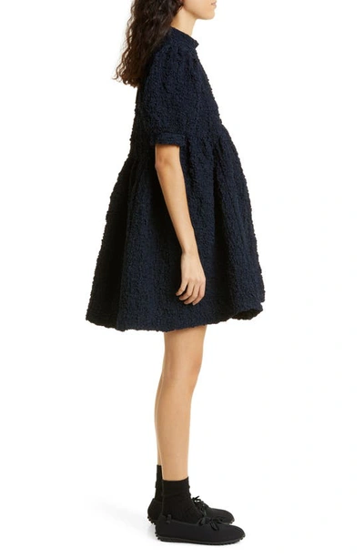 Shop Cecilie Bahnsen Uma Voluminous Smocked Dress In Navy Blue