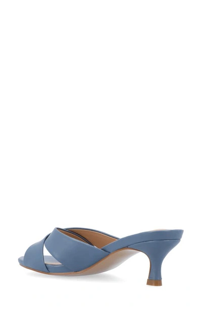 Journee Collection Berkly Snake-embossed Slide Sandal In Blue