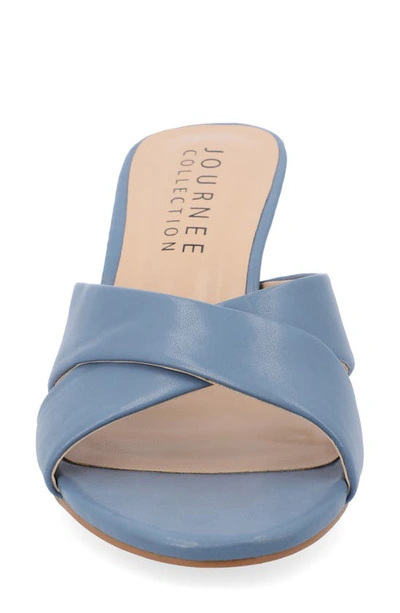 Journee Collection Berkly Snake-embossed Slide Sandal In Blue
