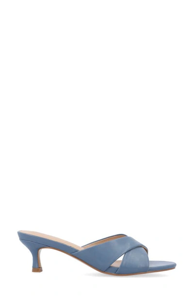 Journee Collection Berkly Snake-embossed Slide Sandal In Blue