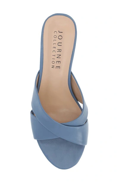 Shop Journee Collection Berkly Snake-embossed Slide Sandal In Blue