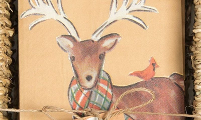 Shop Mud Pie Deer Powder Room Napkins & Basket Set In Tan