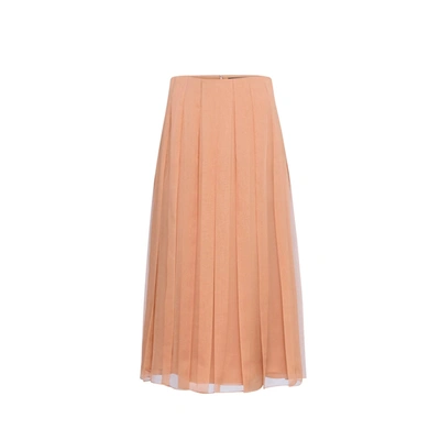 Shop Gucci Silk Skirt In Beige