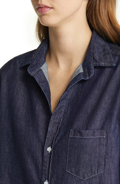 Shop Frank & Eileen Mary Long Sleeve Denim Shirtdress In Raw Rinse Denim