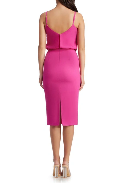 Dress The Population Alondra Bright Fuchsia V-neck Dress In Bright Fuchsia
