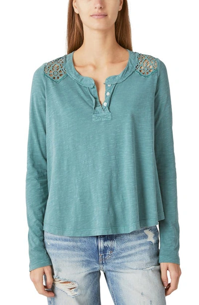 Shop Lucky Brand Cutwork Henley In Sagebrush