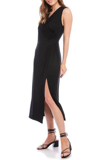 Shop Karen Kane Faux Wrap Jersey Midi Dress In Black
