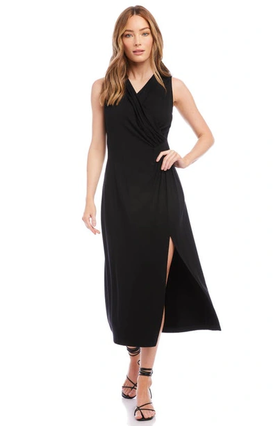 Shop Karen Kane Faux Wrap Jersey Midi Dress In Black