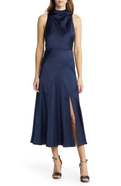 Shop Ted Baker Lilymay Bias Cut Satin Dress In Dark Blue