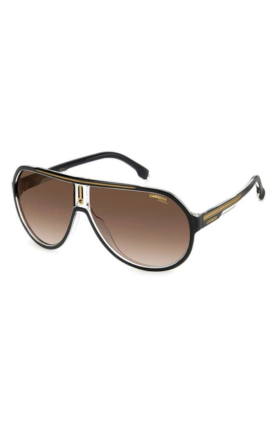 Shop Carrera Eyewear 64mm Oversize Gradient Aviator Sunglasses In Black Gold/ Brown
