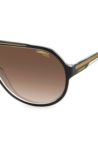 Shop Carrera Eyewear 64mm Oversize Gradient Aviator Sunglasses In Black Gold/ Brown
