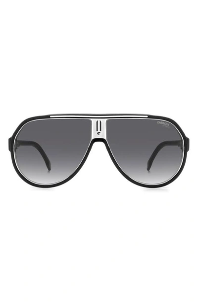 Shop Carrera Eyewear 64mm Oversize Gradient Aviator Sunglasses In Black White/ Grey Shaded