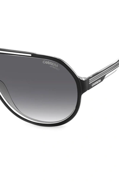 Shop Carrera Eyewear 64mm Oversize Gradient Aviator Sunglasses In Black White/ Grey Shaded