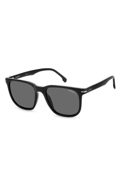 Carrera Eyewear 54mm Polarized Rectangle Sunglasses In Black Grey Polar