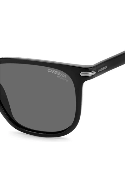 Carrera Eyewear 54mm Polarized Rectangle Sunglasses In Black Grey Polar