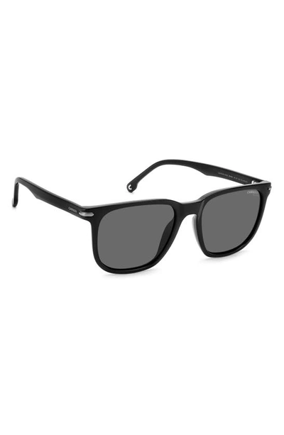 Carrera Eyewear 54mm Polarized Rectangle Sunglasses In Black Grey Polar