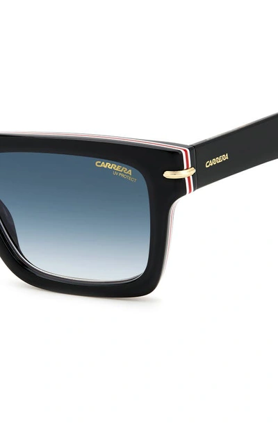 Shop Carrera Eyewear 54mm Rectangular Sunglasses In Black/ Blue Shaded