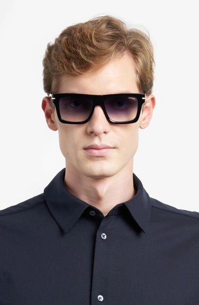 Shop Carrera Eyewear 54mm Rectangular Sunglasses In Black/ Blue Shaded