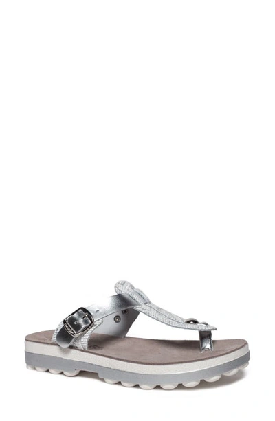 Shop Fantasy Sandals Mirabella T-strap Sandal In Silver Lizard